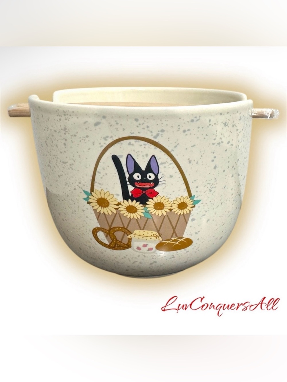 Studio Ghibli Kiki's Delivery Service Jiji Basket Ramen Bowl with Chopsticks